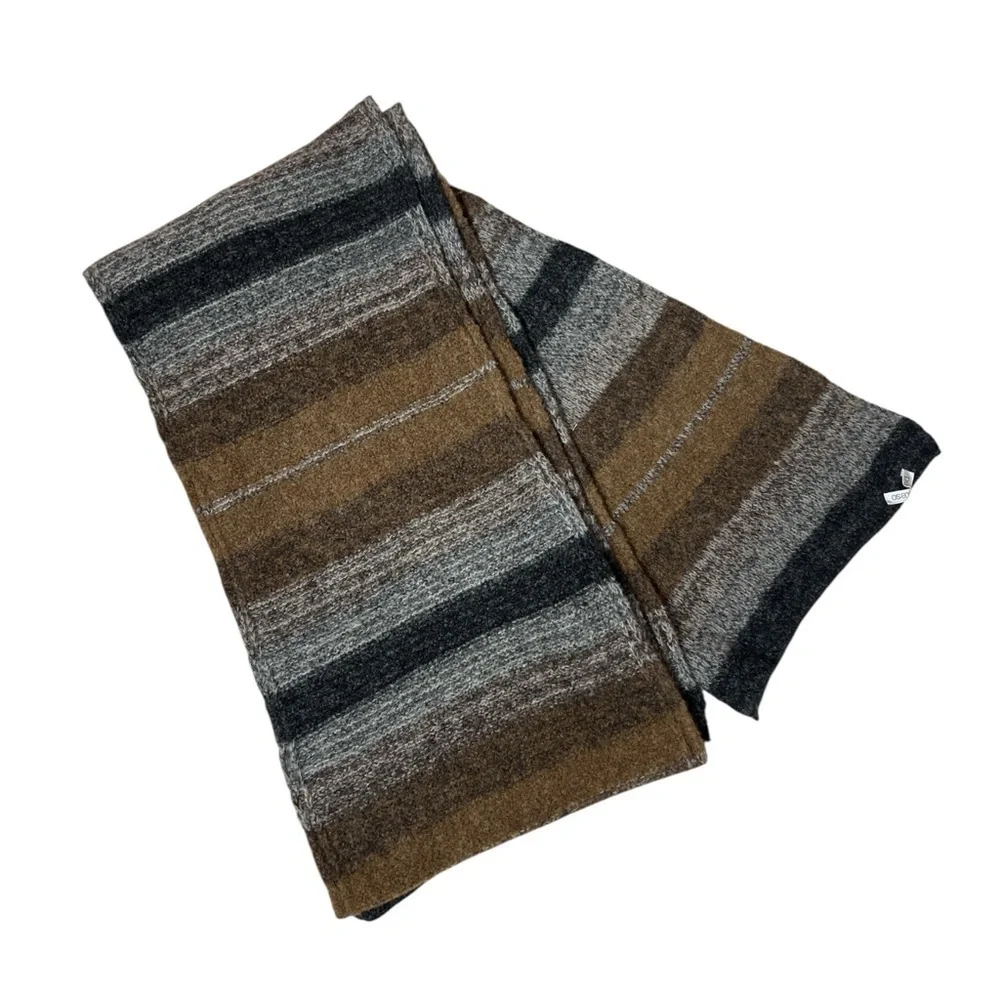Peresteso Wool Blend Handwoven Italian Scarf Earth Tone Striped Cozy Wrap